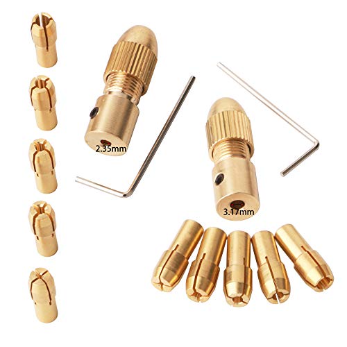 GTIWUNG 14 Stück Mini-Bohrfutteradapter, Micro Twist Bohrfutter Set, Mini Messing Bohrer Chunk Kleine elektrische Bohrer Spannzange Mikro-Bohrer Chunk Halter von GTIWUNG