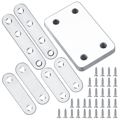 14 Stück flache gerade Halterungen flache Plattenhalterung ReparaturVerbindungsplatten Edelstahl flache Ecken Reparaturbefestigung Verbindungsplatten mit Löchern für Holzregal Schrank Stuhl Tisch von TOOINKCV
