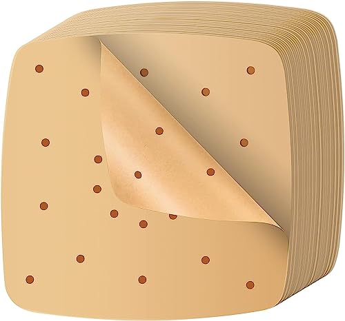 TOOINKCV 200 Blatt 22 cm Perforiertes Backpapier, Luftfritteuse Pergamentpapier, Heißluftfritteuse, Liner Dim Sum Papier, Dampfgarpapier Backen für Luftfritteuse, Kochen, Dämpfen Desserts - Holzfarbe von TOOINKCV