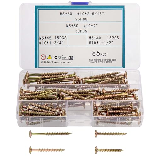 TOOINKCV 85 Stk Selbstschneidende Schrauben Set, Holzschrauben Set, M5 Tellerkopfschrauben, Flachkopf Kreuzschlitzschrauben, Blechschrauben Sortiment für Holz Gipskarton Trockenbauschrauben TOOINKCV 85 Stk Selbstschneidende Schrauben Set, Holzschrauben Set, M5 Tellerkopfschrauben, Flachkopf Kreuzschlitzschrauben, Blechschrauben Sortiment für Holz Gipskarton Trockenbauschrauben von TOOINKCV