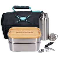 Toolbrothers - Fan Lunchpaket in Makita Kühltasche mit Edelstahl Brotdose 2 Etagen Bambus Deckel 1340 ml + Edelstahl Trinkflasche 500 ml + 4 in 1 von TOOLBROTHERS