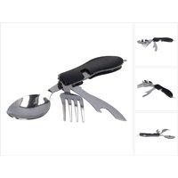 Toolbrothers - 4 in 1 Multifunktions - Besteck Set in schwarz aus Löffel, Messer, Gabel, Flaschenöffner Campingausrüstung, faltbar, leicht zu reinigen von TOOLBROTHERS