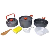 Toolbrothers Outdoor 10-teiliges Kochgeschirr Set für Camping mit Topf, Pfanne & Kanne von TOOLBROTHERS