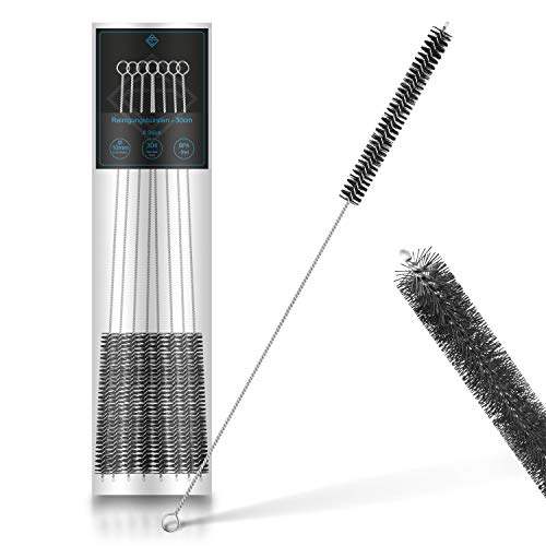 TOOLCORE® Reinigungsbürsten Set | Ø 10mm | 8 Stück - 30cm | Edelstahl/Nylon | Strohhalm Bürste, Reinigungsbürste Kaffeevollautomat Milchschlauchbürste von TOOLCORE