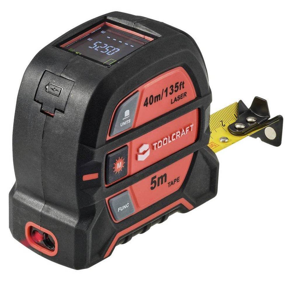 TOOLCRAFT Entfernungsmesser 2 in 1 Laser-Entfernungsmesser Max. 40 m mit Maßband TO-8597142 von TOOLCRAFT