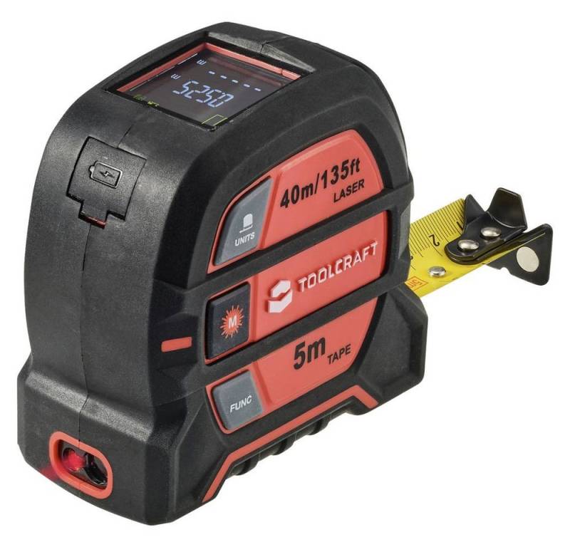 TOOLCRAFT Entfernungsmesser 2 in 1 Laser-Entfernungsmesser Max. 40 m mit Maßband TO-8597142 von TOOLCRAFT