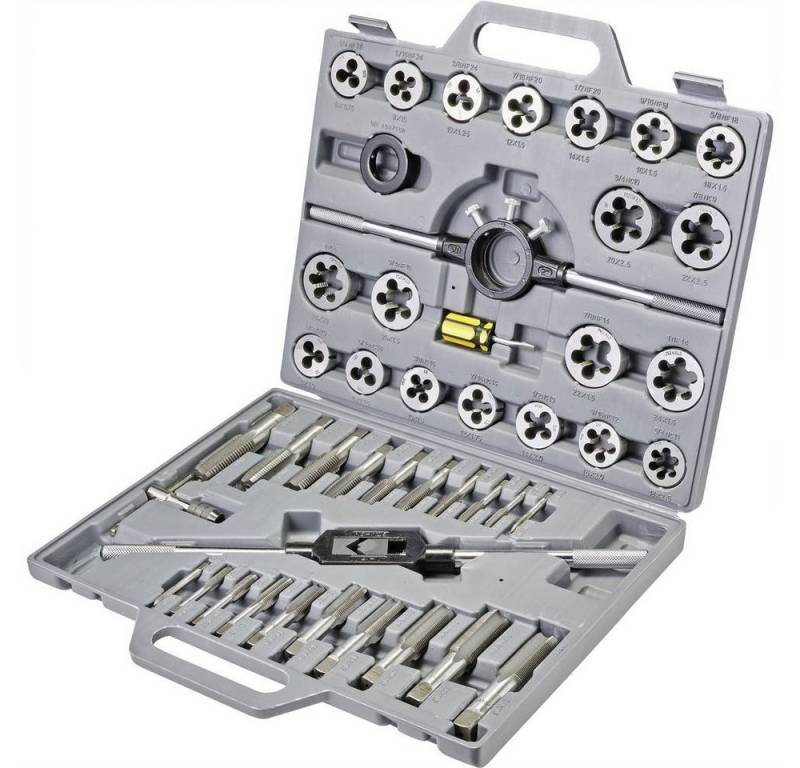 TOOLCRAFT Gewindeschneider 45teiliges Schneideisen- und Gewindebohrer-Set von TOOLCRAFT