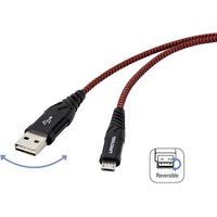 TOOLCRAFT USB-Kabel USB 2.0 USB-A Stecker, USB-C® Stecker 1.00m Schwarz/Rot Extrem robuste Geflecht von TOOLCRAFT