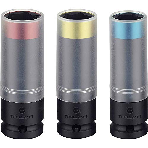 TOOLCRAFT Kraft-Steckschlüsseleinsatz-Set | Stecknuss SW 17/19/21 mm | 1/2 Zoll Antrieb | Werkzeugkoffer für Heimwerker | Chrom-Molybdän Stahl | phosphatiert | 3-teilig | robustes Handwerkzeug von TOOLCRAFT