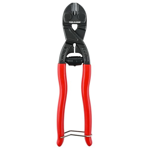 TOOLEAGUE 20,3 cm Mini-Schneider mit Aussparung und Feder, CR-V-Klinge, Sicherheitsschloss, kompakter Bolzenschneider mit komfortablem Griff, einfaches Schneiden von Schlössern, Stacheldraht, dicken von TOOLEAGUE