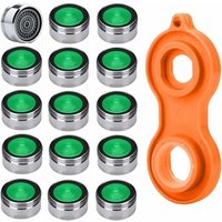 15 Stück M24 Wasserspar-Wasserhahn-Luftsprudlerdüsen, hochwertiges verchromtes Messingmaterial + 1 Stück Universal-Wasserhahn-Luftsprudler von TOOLIVE