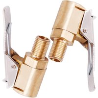 2-teiliger Autoreifen-Ventiladapter, 8-mm-Messingspitzen-Pumpen-Ventil-Clip-Klemmanschluss-Adapter für Auto- oder LKW-Reifen von TOOLIVE