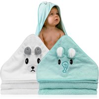 2er Pack Babyhandtücher mit Kapuze 80x80 cm - Baby Erstausstattung Neugeborene - Kapuzenhandtuch Baby mit Tieren - Baby Erstausstattung - Baby von TOOLIVE