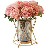 Toolive - Dekovase Blumenvase Glas Reagenzgläser Für Blumen Vasen Mit Metall Ständer von TOOLIVE