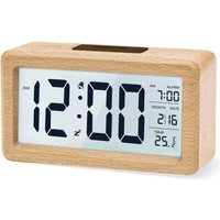 Digitaler Wecker, Nachttischuhr aus Holz mit großem LCD-Display mit Hintergrundbeleuchtung, Temperatur, Schlummerfunktion, Helligkeitssensor, 3 Digitaler Wecker, Nachttischuhr aus Holz mit großem LCD-Display mit Hintergrundbeleuchtung, Temperatur, Schlummerfunktion, Helligkeitssensor, 3 von TOOLIVE