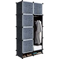 Diy Armoire Kunststoff zu/bei Monter Soi - Même Système D ' Étagères Enfichables mit Porte Penderie - 8 Cubes schwarz von TOOLIVE