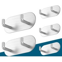 Toolive - Handtuchhalter ohne Bohren, 5er Set Klebehaken Extra Stark, Rostfrei Edelstahl Haken selbstklebend, Moderne Design Wandhaken Handtuchhaken von TOOLIVE