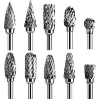 Hartmetall Frässtifte Set, 10 Stück Doppelschnitt-Frässtifte mit 3mm Schaft kompatibel mit Dremel, Drehwerkzeug Zubehör für Schleifen, Schnitzen, von TOOLIVE