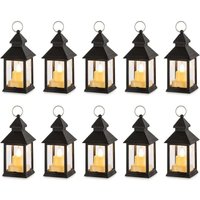 Klein Laterne Halloween Deko: 10 Stück Flackernde LED Teelicht Kerzen Mini Laternen Set Schwarz Hängend Draußen Innen mit Marokkanische Garten Klein Laterne Halloween Deko: 10 Stück Flackernde LED Teelicht Kerzen Mini Laternen Set Schwarz Hängend Draußen Innen mit Marokkanische Garten von TOOLIVE