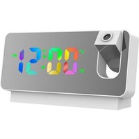 LED Digital Projektor Wecker Leise Elektronische Digitale Projektionsuhr Wecker Temperatur Datum Spiegel Projektionsuhr Weiß von TOOLIVE