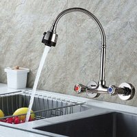 Sgabello da cucina girevole a 360° da parete Rubinetto - Doppia maniglia regolabile - Rubinetto per acqua fredda - Rubinetto per lavabo da bagno a von TOOLIVE
