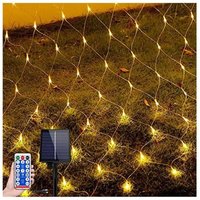 Solar Lichternetz Aussen 3x2m 250LEDs Lichterkette Warmweiß Lichterkettennetz mit 8 Leuchtmodi Speicherfunktion & Timer & USB & Dunkelgrüne von TOOLIVE