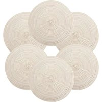 Tischset Rund Geflochten, Platzset Rund 6 stück, Baumwolle Tischsets Abwaschbar Hitzebeständige, 37 37 cm (Beige) von TOOLIVE