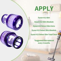 Toolive - 2er-Set Dyson v12 Filter, für Dyson v12 Slim Absolute Filter Staubsauger, für Dyson v12 Filter waschbares HEPA-Zubehör, Dyson v12 Slim von TOOLIVE