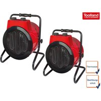 2er Set Bauheizer Heizstrahler, 3 Stufen, Thermostat, 3000W IPX4 von TOOLLAND