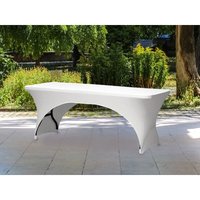Stabiler Gartentisch aus Kunststoff mit weißer Stretch Husse - Klapptisch von TOOLLAND