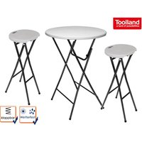 Stehtischgarnitur Stehtisch & 2 Barhocker, klappbar Weiss ø 80cm Stehtischgarnitur Stehtisch & 2 Barhocker, klappbar Weiss ø 80cm von TOOLLAND