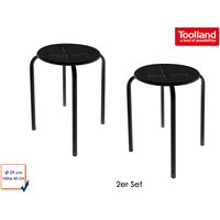 Toolland - 2er Set robuster und stabiler Hocker aus pulverbeschichtetem Stahl - schwarz von TOOLLAND