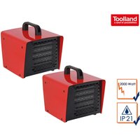 Toolland - 2er set PTC-Bauheizer Heizlüfter 2 Stufen, Ventilator, 2000W IP21 von TOOLLAND
