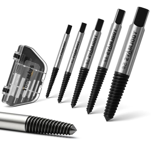 TOOLMAYS Schraubenausdreher Set, 5-teilig Linksausdreher Set, Hohe Härte Schraubenausdreher-Satz, Beschädigte Schraube Entferner Extraktor Set, Linksdreher Set von TOOLMAYS