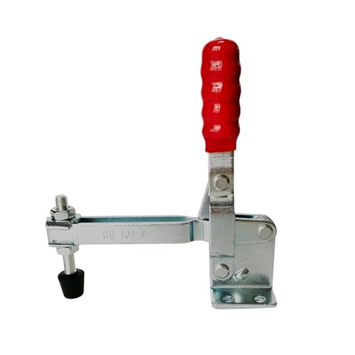 Knebelklemme 101E Schnellspanner mit vertikalem Griff, Haltekapazität 396 lbs/180 kg, rutschfeste rote Niederhalteklemmen for lange Stangen von TOOLNOX