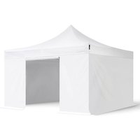 4x4 m Faltpavillon, premium Stahl 40mm, Seitenteile ohne Fenster, weiß von TOOLPORT