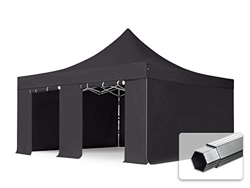 ALU Pavillon Faltpavillon 5x5m ohne Fenster robust und wasserdicht Professional 50mm Partyzelt schwarz feuersicher von TOOLPORT