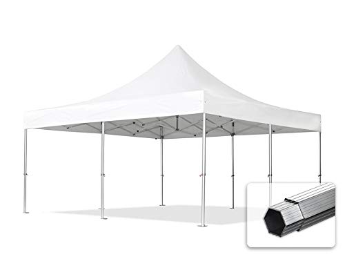 ALU Pavillon Faltpavillon 5x5m ohne Seitenteile robust und wasserdicht Professional 50mm Partyzelt weiß feuersicher von TOOLPORT