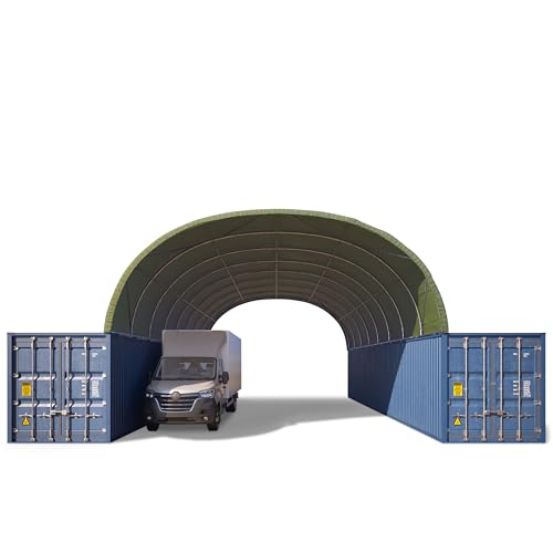 TOOLPORT Container Überdachung Contop 8x12m – PVC Plane 2300N dunkelgrün – Lagerhalle Schüttgut Unterstand Zelthalle von TOOLPORT