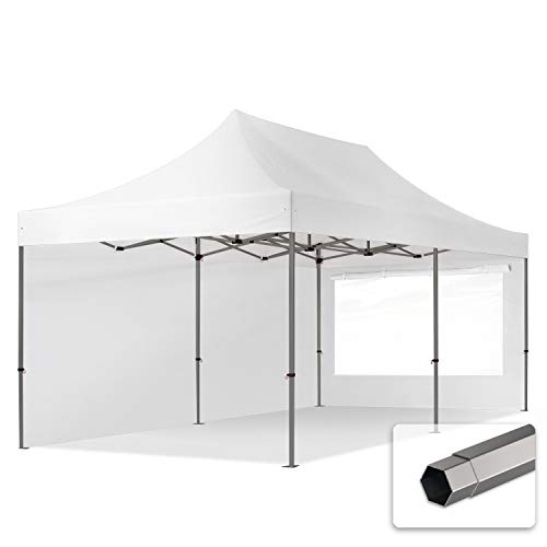 TOOLPORT Faltzelt Faltpavillon Pavillon 3x6m - mit 2 Seitenteilen (Panoramafenster) Premium Dach Partyzelt weiß von TOOLPORT