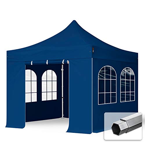 Faltzelt Faltpavillon Professional 3x3 m mit 4 Seitenteilen - ALU Pavillon Partyzelt in blau von TOOLPORT