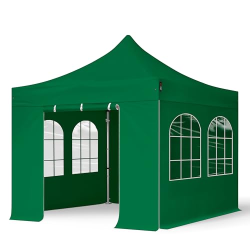 Faltzelt Faltpavillon Professional 3x3 m mit 4 Seitenteilen - ALU Pavillon Partyzelt in grün von TOOLPORT