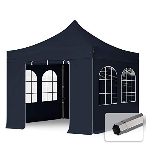 TOOLPORT Faltzelt Partyzelt 3x3m - mit 4 Seitenteilen Premium Dach Faltpavillon Pavillon schwarz von TOOLPORT