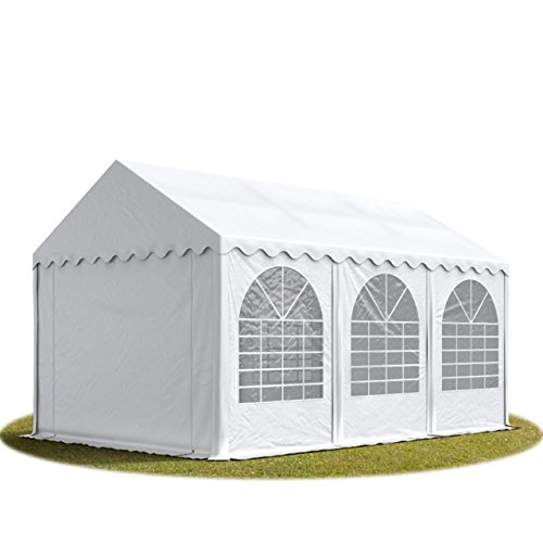 Festzelt 4x6 m Partyzelt Eventzelt XXL 2,6m hoch weiß Pavillon 800 PVC 100% wasserdicht von TOOLPORT