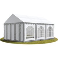 Festzelt Partyzelt 3x6 m premium, hochwertige pvc Plane 750 n in grau-weiß 100% wasserdicht mit Bodenrahmen - Toolport von TOOLPORT