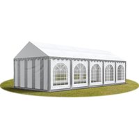 Festzelt Partyzelt 4x10 m premium, hochwertige pvc Plane 750 n in grau-weiß 100% wasserdicht mit Bodenrahmen - Toolport Festzelt Partyzelt 4x10 m premium, hochwertige pvc Plane 750 n in grau-weiß 100% wasserdicht mit Bodenrahmen - Toolport von TOOLPORT
