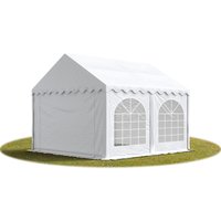 Festzelt Partyzelt 4x4 m schwerentflammbar premium, hochwertige pvc Plane 750 n in weiß 100% wasserdicht mit Bodenrahmen - Toolport von TOOLPORT