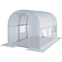 Toolport - Foliengewächshaus Gewächshaus 2x3m stabil & langlebig mit Fenster - reißfeste pe Plane 180g/m² weiß transparent von TOOLPORT