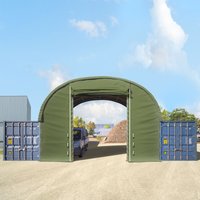 Frontwand für Container Überdachung 8m Breite mit Easy-up-Eingang, PRIMEtex 2300 PVC Plane, dunkelgrün Frontwand für Container Überdachung 8m Breite mit Easy-up-Eingang, PRIMEtex 2300 PVC Plane, dunkelgrün von TOOLPORT