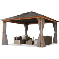 Gartenpavillon 4x4 m Holzoptik, Stahldach Hardtop 4 Seitenteile in grau von TOOLPORT